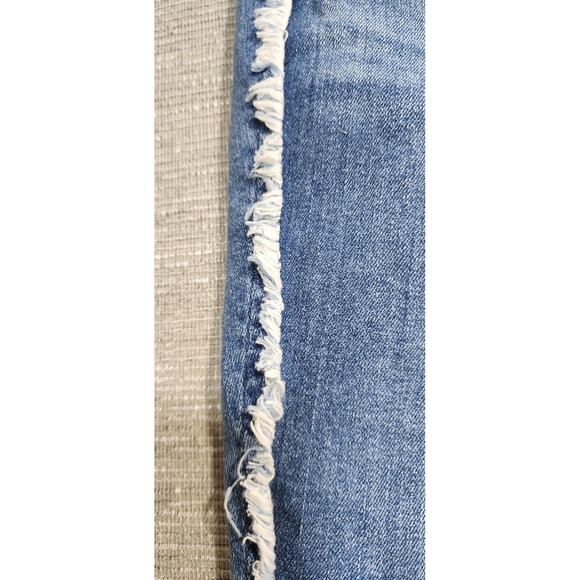 Loft Outlet High Rise Skinny Petite Jeans Blue Fringed Side Stripe 6P NEW - Picture 4 of 11